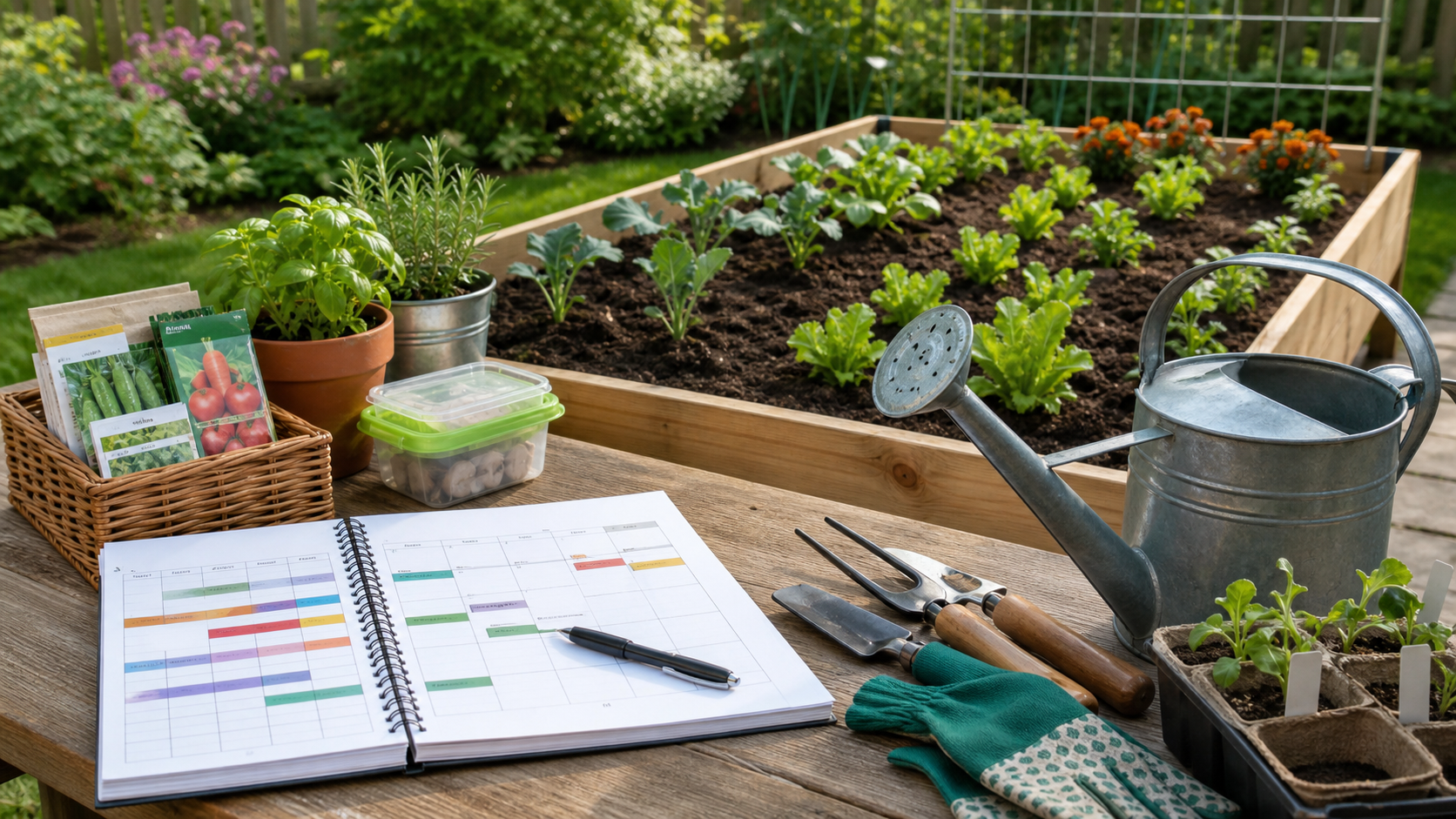 Raised Bed Vegetable Garden Start detail